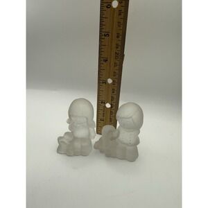 Vintage Miniature Frosted Glass Boy Girl Dog‎ Duck Figurines Cottagecore Trinket